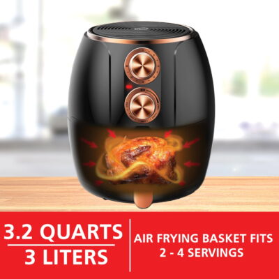 Brentwood Appliances AF-300BKC 3.2-Quart 1200-Watt Electric Air Fryer with Timer and Temperature Control (Black/Copper) - Image 2