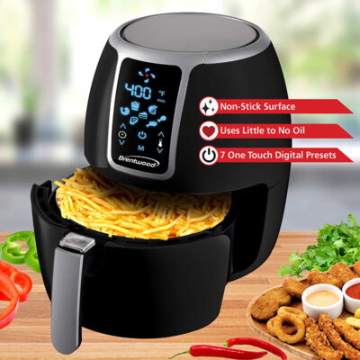 Brentwood Small 1400 Watt 4 Quart Electric Digital Air Fryer with Temperature Control in Black - Image 2