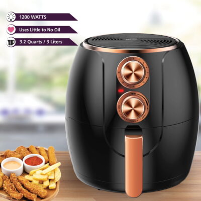 Brentwood Appliances AF-300BKC 3.2-Quart 1200-Watt Electric Air Fryer with Timer and Temperature Control (Black/Copper) - Image 7