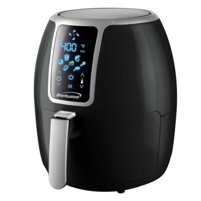 Brentwood Small 1400 Watt 4 Quart Electric Digital Air Fryer with Temperature Control in Black