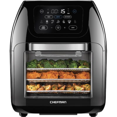 Chefman Multifunctional Digital 10 Qt. Air Fryer+ Rotisserie, Fry, Roast & Bake, 17 Presets - Black, New