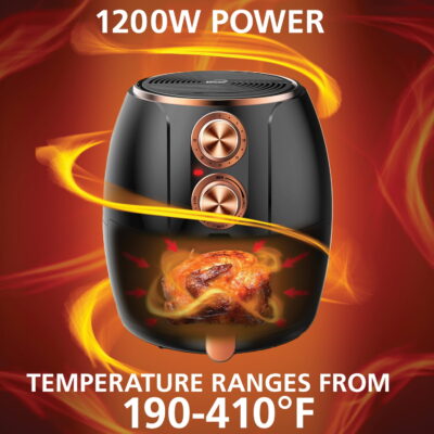 Brentwood Appliances AF-300BKC 3.2-Quart 1200-Watt Electric Air Fryer with Timer and Temperature Control (Black/Copper) - Image 3